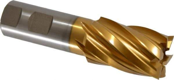 Hertel - 1-1/4", 2" LOC, 1" Shank Diam, 4-1/2" OAL, 6 Flute, High Speed Steel Square End Mill - Single End, TiN Finish, Spiral Flute, 30° Helix, Right Hand Cut, Right Hand Flute - USA Tool & Supply