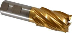 Hertel - 1-1/4", 2" LOC, 1" Shank Diam, 4-1/2" OAL, 6 Flute, High Speed Steel Square End Mill - Single End, TiN Finish, Spiral Flute, 30° Helix, Right Hand Cut, Right Hand Flute - USA Tool & Supply