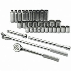 SK - 1/2" Drive Standard Deep Socket Set - 10 to 28mm, Metric Measurement Standard - USA Tool & Supply
