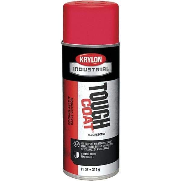 Krylon - Red, Fluorescent, Aerosol Spray Paint - 15 to 20 Sq Ft per Can, 12 oz Container - USA Tool & Supply