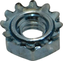 Value Collection - #12-24, Zinc Plated, Steel Hex Nut with External Tooth Washer - 1/2" Washer Diam, 7/16" Width Across Flats - USA Tool & Supply