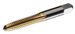 Cleveland - #5-40 UNC 2B 3 Flute TiN Finish High Speed Steel Straight Flute Standard Hand Tap - Plug, Right Hand Thread, 0.31" Thread Length, H2 Limit, Oversize - Exact Industrial Supply