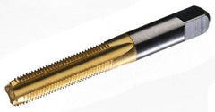 Hertel - M14x2.00 Metric Coarse 6H 4 Flute TiN Finish High Speed Steel Straight Flute Standard Hand Tap - Bottoming, Right Hand Thread, 3-19/32" OAL, 1-21/32" Thread Length, D7 Limit, Oversize - USA Tool & Supply