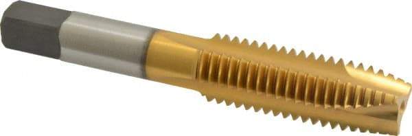 Cleveland - 5/8-11 UNC, 3 Flute, TiN Finish, High Speed Steel Spiral Point Tap - Plug Chamfer, Right Hand Thread, 3-13/16" OAL, 1.09" Thread Length, 3B Class of Fit, Series 1011TN - Exact Industrial Supply
