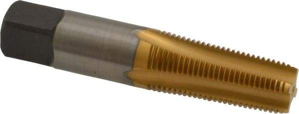 Cleveland - 1/8-27 NPTF Thread, 4 Flute Standard Pipe Tap - 2-1/8" OAL, 3/4" Thread Length, 7/16" Shank Diam, TiN Finish, High Speed Steel - Exact Industrial Supply