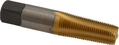 Cleveland - 1/8-27 NPTF Thread, 4 Flute Standard Pipe Tap - 2-1/8" OAL, 3/4" Thread Length, 7/16" Shank Diam, TiN Finish, High Speed Steel - Exact Industrial Supply