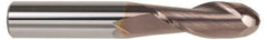 SGS - 27/64" Diam, 1" LOC, 2 Flute Solid Carbide Ball End Mill - TiCN Finish, Single End, 2-3/4" OAL, 7/16" Shank Diam, Spiral Flute - USA Tool & Supply