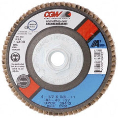 Camel Grinding Wheels - 120 Grit, 7" Disc Diam, 7/8" Center Hole, Type 29 Aluminum Oxide Flap Disc - 8,600 Max RPM, Polyester Backing, Arbor Attaching System, Coated - USA Tool & Supply