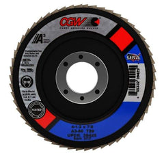 Camel Grinding Wheels - 80 Grit, 4-1/2" Disc Diam, 7/8" Center Hole, Type 29 Aluminum Oxide Flap Disc - 13,300 Max RPM, Polyester Backing, Arbor Attaching System, Coated - USA Tool & Supply