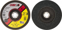 Camel Grinding Wheels - 120 Grit, 7" Disc Diam, 7/8" Center Hole, Type 27 Zirconia Alumina Flap Disc - 8,600 Max RPM, Poly Cotton Backing, Arbor Attaching System, Coated - USA Tool & Supply