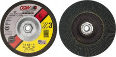 Camel Grinding Wheels - 60 Grit, 7" Disc Diam, 5/8-11 Center Hole, Type 27 Zirconia Alumina Flap Disc - 8,600 Max RPM, Poly Cotton Backing, Arbor Attaching System, Coated - USA Tool & Supply