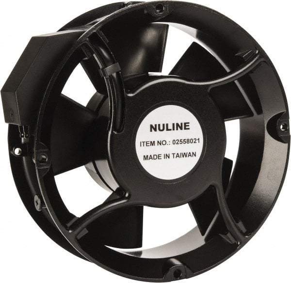 Value Collection - 230 Volts, AC, 235 CFM, Round Tube Axial Fan - 0.15 Amp Rating, 2,850 to 3,350 RPM, 6.7" High x 6.7" Wide x 2" Deep - USA Tool & Supply