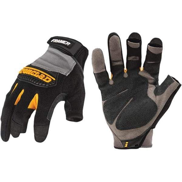 ironCLAD - Size M (8) Synthetic Leather Work Gloves - For Mechanic's & Lifting, Uncoated, Hook & Loop Cuff, Fingerless, Black, Paired - USA Tool & Supply