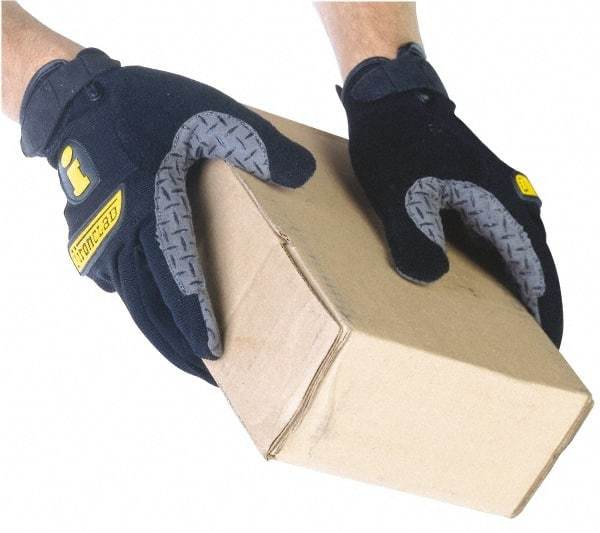 ironCLAD - Size L (10) DiamondClad/Amara/Spandex/Terry/Silicon Anti-Vibration/Impact Protection Work Gloves - For General Purpose, Uncoated, Hook & Loop Cuff, Full Fingered, Black, Paired - USA Tool & Supply
