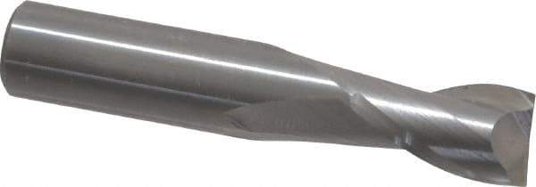 OSG - 3.5mm, 7mm LOC, 4mm Shank Diam, 51mm OAL, 2 Flute, Solid Carbide Square End Mill - Single End, Uncoated, Spiral Flute, 30° Helix, Centercutting, Right Hand Cut, Right Hand Flute, Series 412 - USA Tool & Supply