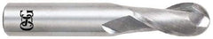 OSG - 11/32" Diam, 7/8" LOC, 2 Flute Solid Carbide Ball End Mill - TiAlN Finish, Single End, 2-1/2" OAL, 3/8" Shank Diam, Spiral Flute - USA Tool & Supply
