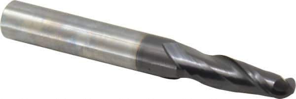 OSG - 17/64" Diam, 3/4" LOC, 2 Flute Solid Carbide Ball End Mill - TiAlN Finish, Single End, 2-1/2" OAL, 5/16" Shank Diam, Spiral Flute - USA Tool & Supply