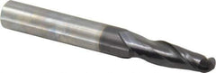 OSG - 17/64" Diam, 3/4" LOC, 2 Flute Solid Carbide Ball End Mill - TiAlN Finish, Single End, 2-1/2" OAL, 5/16" Shank Diam, Spiral Flute - USA Tool & Supply