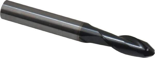 OSG - 19/64" Diam, 13/16" LOC, 2 Flute Solid Carbide Ball End Mill - TiAlN Finish, Single End, 2-1/2" OAL, 5/16" Shank Diam, Spiral Flute - USA Tool & Supply