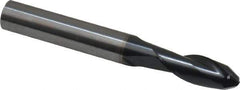 OSG - 19/64" Diam, 13/16" LOC, 2 Flute Solid Carbide Ball End Mill - TiAlN Finish, Single End, 2-1/2" OAL, 5/16" Shank Diam, Spiral Flute - USA Tool & Supply