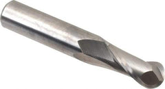 OSG - 31/64" Diam, 1" LOC, 2 Flute Solid Carbide Ball End Mill - Uncoated, Single End, 3" OAL, 1/2" Shank Diam, Spiral Flute - USA Tool & Supply