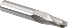 OSG - 1/2" Diam, 1" LOC, 2 Flute Solid Carbide Ball End Mill - Uncoated, Single End, 3" OAL, 1/2" Shank Diam, Spiral Flute - USA Tool & Supply