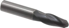OSG - 1/2" Diam, 1" LOC, 2 Flute Solid Carbide Ball End Mill - TiAlN Finish, Single End, 3" OAL, 1/2" Shank Diam, Spiral Flute - USA Tool & Supply