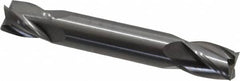 Square End Mill: 3/8'' Dia, 1/2'' LOC, 3/8'' Shank Dia, 2-1/2'' OAL, 4 Flutes, Solid Carbide Double End, Uncoated, Spiral Flute, 30 ° Helix, RH Cut, RH Flute, Series 424
