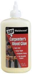 DAP - 16 oz Bottle Yellow Wood Glue - 5 to 7 min Working Time, 72 hr Full Cure Time, Bonds to Cardboard, Fabric, Leather, Particle Board & Wood - USA Tool & Supply