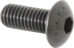Made in USA - M5x0.80 Metric Coarse Hex Socket Drive, Button Screw - Alloy Steel, Black Oxide Finish, Fully Threaded, 12mm Length Under Head - USA Tool & Supply