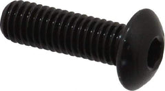 Made in USA - M5x0.80 Metric Coarse Hex Socket Drive, Button Screw - Alloy Steel, Black Oxide Finish, Fully Threaded, 16mm Length Under Head - USA Tool & Supply