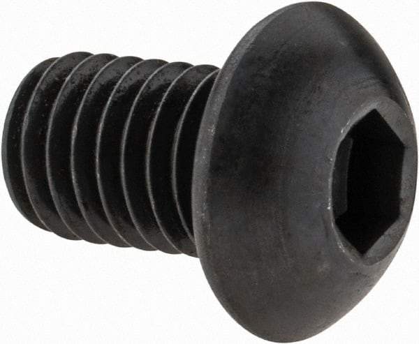 Made in USA - M8x1.25 Metric Coarse Hex Socket Drive, Button Screw - Alloy Steel, Black Oxide Finish, Fully Threaded, 12mm Length Under Head - USA Tool & Supply
