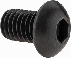 Made in USA - M8x1.25 Metric Coarse Hex Socket Drive, Button Screw - Alloy Steel, Black Oxide Finish, Fully Threaded, 12mm Length Under Head - USA Tool & Supply