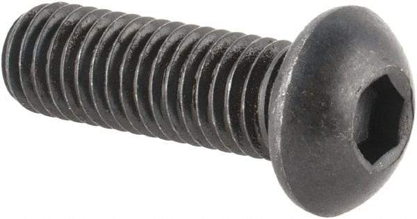 Made in USA - M8x1.25 Metric Coarse Hex Socket Drive, Button Screw - Alloy Steel, Black Oxide Finish, Fully Threaded, 25mm Length Under Head - USA Tool & Supply