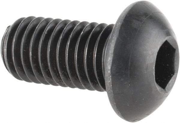 Made in USA - M10x1.50 Metric Coarse Hex Socket Drive, Button Screw - Alloy Steel, Black Oxide Finish, Fully Threaded, 20mm Length Under Head - USA Tool & Supply