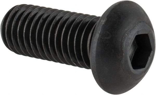 Made in USA - M10x1.50 Metric Coarse Hex Socket Drive, Button Screw - Alloy Steel, Black Oxide Finish, Fully Threaded, 25mm Length Under Head - USA Tool & Supply