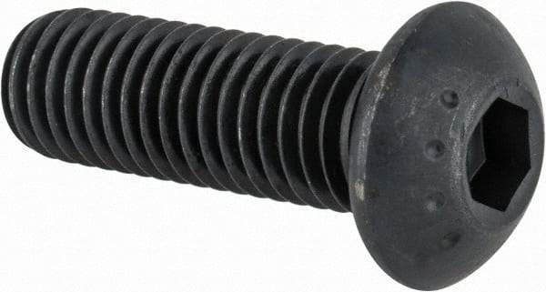 Made in USA - M10x1.50 Metric Coarse Hex Socket Drive, Button Screw - Alloy Steel, Black Oxide Finish, Fully Threaded, 30mm Length Under Head - USA Tool & Supply