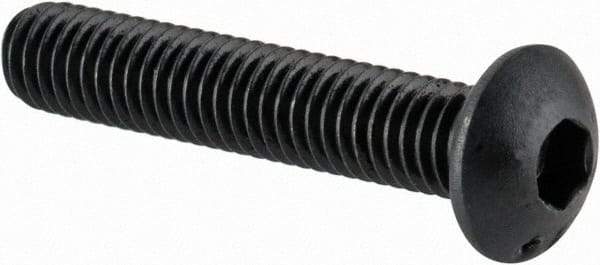 Made in USA - M3x0.50 Metric Coarse Hex Socket Drive, Button Screw - Alloy Steel, Black Oxide Finish, Fully Threaded, 16mm Length Under Head - USA Tool & Supply
