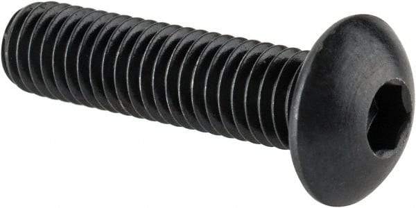 Made in USA - M5x0.80 Metric Coarse Hex Socket Drive, Button Screw - Alloy Steel, Black Oxide Finish, Fully Threaded, 20mm Length Under Head - USA Tool & Supply