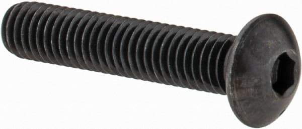 Made in USA - M5x0.80 Metric Coarse Hex Socket Drive, Button Screw - Alloy Steel, Black Oxide Finish, Fully Threaded, 25mm Length Under Head - USA Tool & Supply