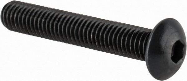 Made in USA - M5x0.80 Metric Coarse Hex Socket Drive, Button Screw - Alloy Steel, Black Oxide Finish, Fully Threaded, 30mm Length Under Head - USA Tool & Supply