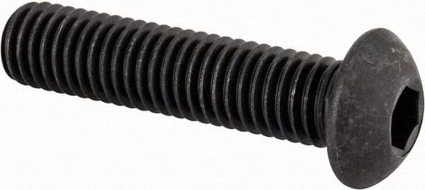 Made in USA - M8x1.25 Metric Coarse Hex Socket Drive, Button Screw - Alloy Steel, Black Oxide Finish, Fully Threaded, 35mm Length Under Head - USA Tool & Supply