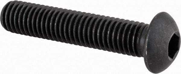 Made in USA - M8x1.25 Metric Coarse Hex Socket Drive, Button Screw - Alloy Steel, Black Oxide Finish, Fully Threaded, 40mm Length Under Head - USA Tool & Supply
