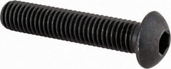 Made in USA - M8x1.25 Metric Coarse Hex Socket Drive, Button Screw - Alloy Steel, Black Oxide Finish, Fully Threaded, 40mm Length Under Head - USA Tool & Supply