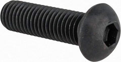 Made in USA - M10x1.50 Metric Coarse Hex Socket Drive, Button Screw - Alloy Steel, Black Oxide Finish, Fully Threaded, 35mm Length Under Head - USA Tool & Supply