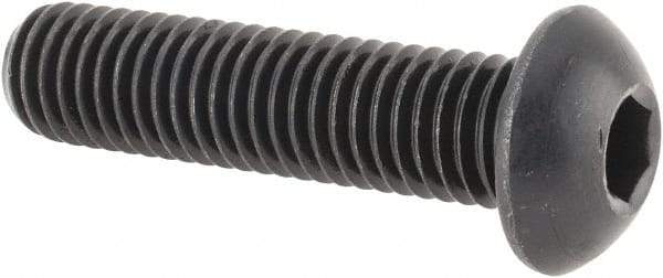 Made in USA - M10x1.50 Metric Coarse Hex Socket Drive, Button Screw - Alloy Steel, Black Oxide Finish, Fully Threaded, 40mm Length Under Head - USA Tool & Supply