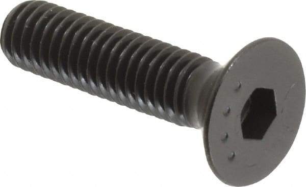 Made in USA - M6x1.00 Metric Coarse Hex Socket Drive, 90° Flat Head Socket Cap Screw - Grade 10.9 Alloy Steel, Black Oxide Finish, Fully Threaded, 25mm Length Under Head - USA Tool & Supply