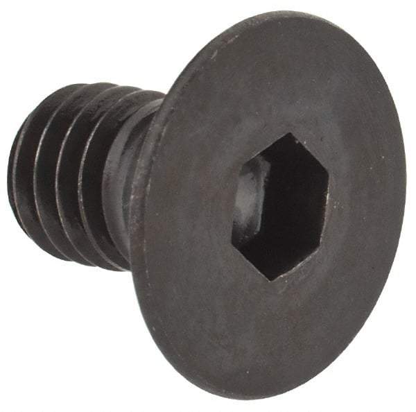 Made in USA - M6x1.00 Metric Coarse Hex Socket Drive, 90° Flat Head Socket Cap Screw - Grade 10.9 Alloy Steel, Black Oxide Finish, Fully Threaded, 10mm Length Under Head - USA Tool & Supply