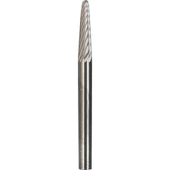 Made in USA - 1/8" Cut Diam, 1/8" Shank Diam, Cone Head Chipbreaker Cut Burr - Carbide, 3/8" LOC, 1-1/2" OAL - USA Tool & Supply