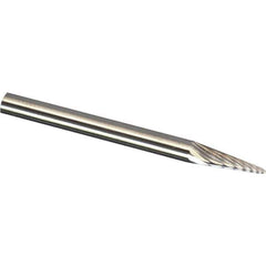 Made in USA - 3mm Cut Diam, 0.1181" Shank Diam, Cone Head Single Cut Burr - Carbide, 11mm LOC, 38mm OAL - USA Tool & Supply
